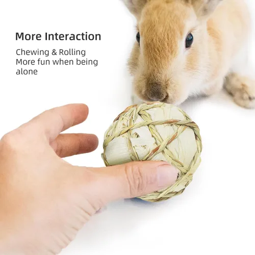 Miniatura 4 de andwe Pelotas de juego de animales pequeños, juguetes masticables rodantes y golosinas para conejillos de indias, chinchilla, conejito degus, jaula