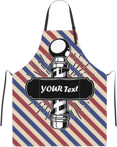 Miniatura 12 de Delantal de barbería personalizado para hombres y mujeres, delantal de texto personalizado con bolsillos, delantal ajustable personalizado