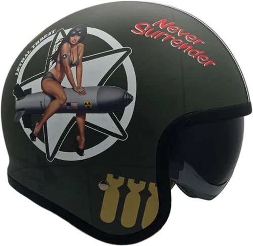 Miniatura 5 de Casco Vega V8 Retro Open Face Casco DOT y ECE de seguridad con espejo cromado (bloquea las ondas dañinas de rayos UV, UVA y UVC) / forros de gamuza