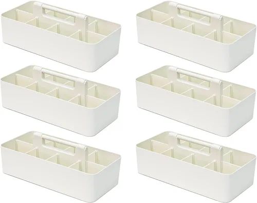 Miniatura 33 de Cesta grande portátil, divisores DIY, 8 compartimentos, organizador para suministros escolares, de oficina, para el hogar y negocios, cesta portátil