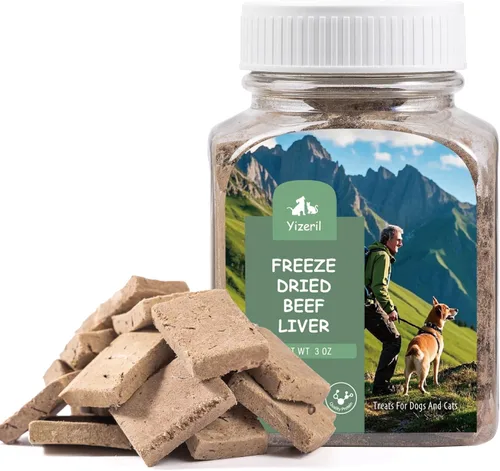 Miniatura 10 de Mezcla de carne liofilizada 5 en 1 para perros y gatos – Pollo, pato, salmón, yema de huevo e hígado, ingredientes naturales para mascotas, sin