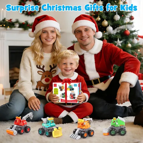 Miniatura 9 de ORWINE Coches de juguete para bebés, autos para niños y niñas, camiones de acrobacias accionados por fricción, 4 unidades de vehículos