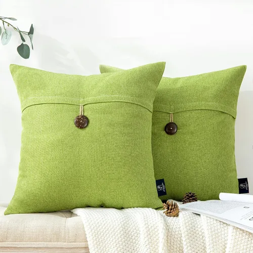 Miniatura 17 de Funda decorativa de lino Phantoscope para almohadones, con botón, 18" x 18