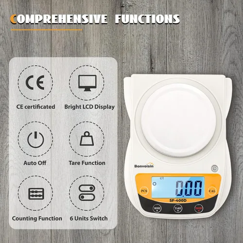 Miniatura 2 de Bonvoisin Báscula digital de laboratorio 21.16 oz x 0.00 oz Escala electrónica de precisión Pantalla LCD Balanza analítica Balanza de joyería Escala