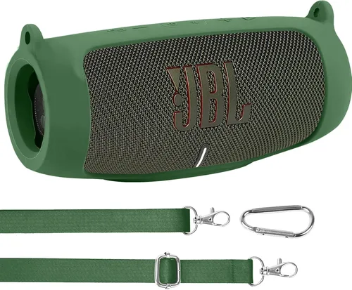 Miniatura 13 de co2CREA Funda de silicona para altavoz Bluetooth impermeable JBL Charge 5, funda de viaje de silicona portátil con mosquetón, funda protectora