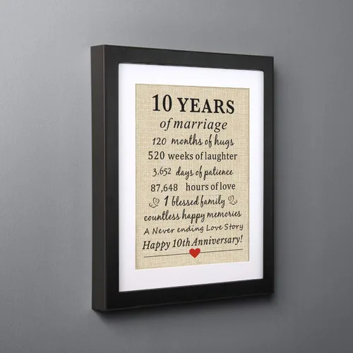 Miniatura 3 de Corfara Marco de 10º aniversario de 11 pulgadas de ancho x 13 pulgadas de alto, regalo de matrimonio para parejas, regalo de 10º aniversario