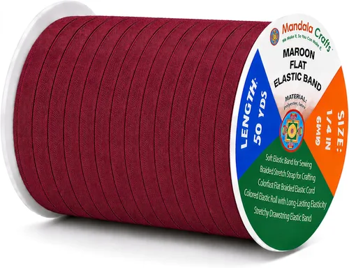 Miniatura 122 de Mandala Crafts - Rollo de cordón elástico plano para costura y manualidades Blanco