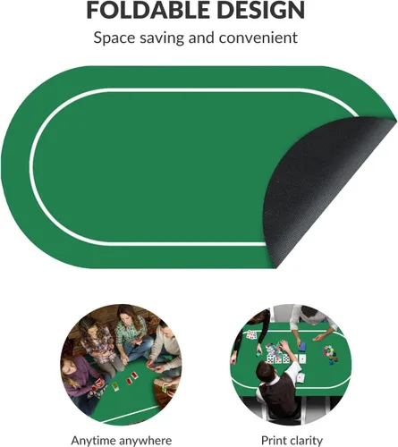 Miniatura 6 de nuveti 63 x 31 cartas de póquer plegables de Texas Poker con diseño de mesa, portátil, antideslizante, tapete de juego de mesa de póquer para 8-10