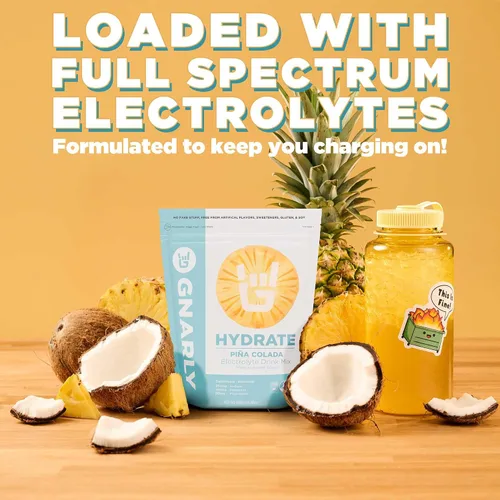 Miniatura 3 de Gnarly Nutrition Hydrate Electrolyte Powder - Mezcla de bebida hidratante para ejercicio de piña colada - Contenido NSF certificado - Solución