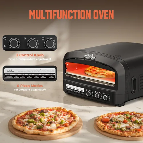 Miniatura 5 de BIG HORN Horno de pizza para interiores, horno eléctrico de pizza de 14 pulgadas con 6 modos, calienta hasta 850 °F, cocina de pizza de diseño