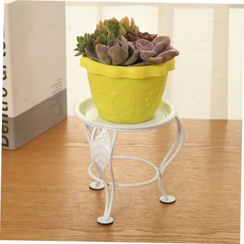 Miniatura 6 de Outanaya Soporte de metal blanco para plantas de interior, para exhibición de suculentas y decoración de balcón, soporte elevado resistente
