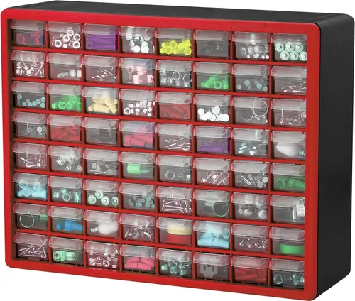Miniatura 9 de Akro-Mils 10164 - Gabinete de 64 cajones de plástico para almacenar piezas de ferretería y manualidades, 20 x 6 x 16 pulgadas