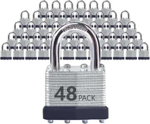 Miniatura 10 de Candados de acero laminado con llave similar con grillete normal para cobertizos, cercas y casilleros (paquete de 12)