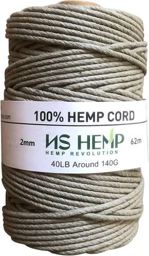 Miniatura 7 de [NS HEMP ] Cuerda de cáñamo 100% de cáñamo de 0.079 pulgadas, 205 pies, envolviendo panaderos para cocinar manualidades, cordel de cocina
