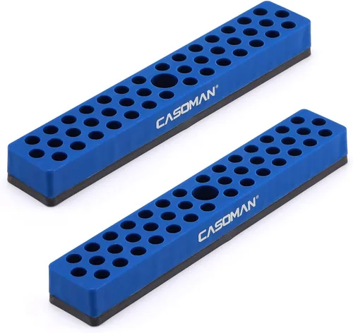 Miniatura 9 de CASOMAN 2 piezas 1/4" Organizador de brocas hexagonales con base magnética - Rojo, Organizador de 86 brocas con fuerte base magnética, Organizador
