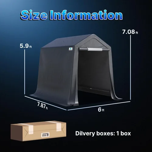 Miniatura 5 de ADVANCE OUTDOOR Cobertizo de almacenamiento portátil para exteriores de 6 x 8 pies con 2 puertas enrollables con cremallera y rejillas