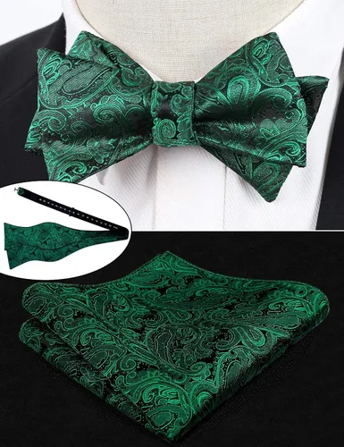Miniatura 7 de Alizeal Chaleco de traje de cachemira para hombre, corbata de lazo autoatada, conjunto de corbata y bolsillo cuadrado de 3.5in