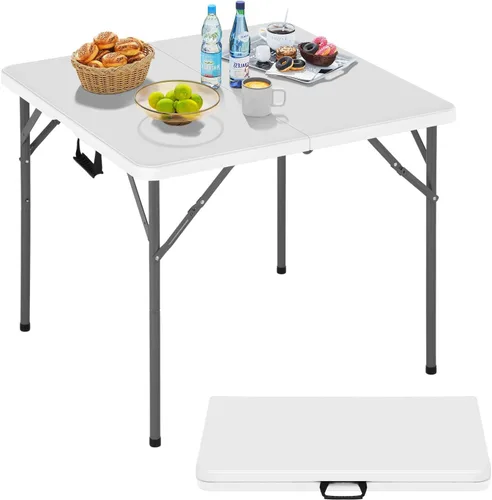 Miniatura 14 de Mesa Plegable de 6 Pies de Plástico Resistente Plegable con Asa de Transporte para Fiesta de Jardín, Picnic, Camping, Barbacoa, Comedor, Cocina