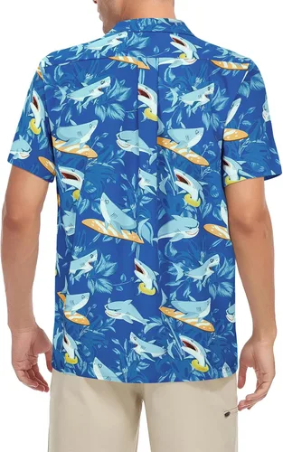 Miniatura 25 de Camisa hawaiana para hombre, con estampado floral, cómoda, con botones, casual, manga corta, ropa de playa para hombre