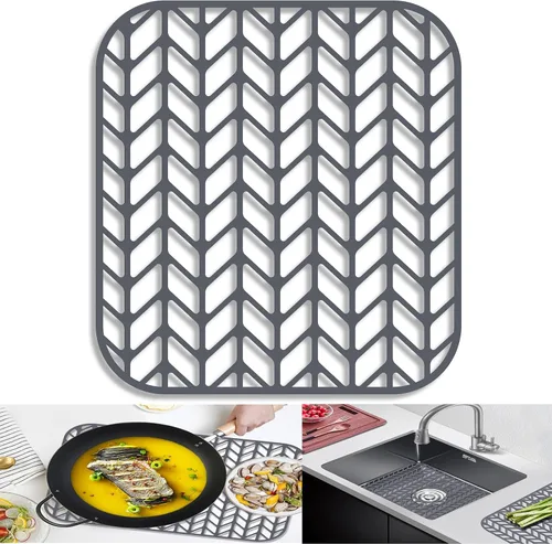 AWOKE Protectores de fregadero para fregadero de cocina, tapete de fregadero de 12.25 x 11.5 pulgadas, resistente al calor, alfombrilla de silicona