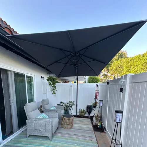 Miniatura 30 de PURPLE LEAF Sombrilla de Patio de 8 Pies para Exteriores Sombrilla Cantilever Cuadrada de Aluminio Sombrilla Offset con Rotación de 360 Grados