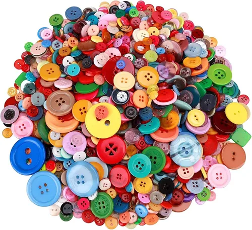 Miniatura 11 de Botones Greentime para manualidades, 250~300 piezas de colores mixtos, botones redondos de resina de 2 y 4 agujeros para costura pintada a mano