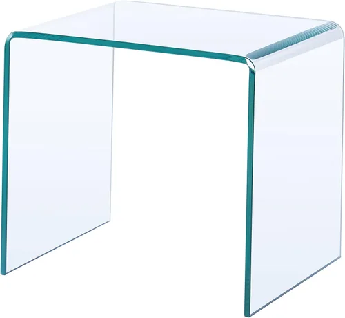 Miniatura 6 de Mesa auxiliar de vidrio pequeña, mesa auxiliar transparente, mesita de noche de vidrio templado, muebles de oficina en casa transparentes para sala