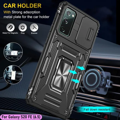 Miniatura 8 de Funda resistente para Samsung Galaxy S20 FE (5G), protección híbrida de goma de doble capa de grado militar con protector de cámara deslizante