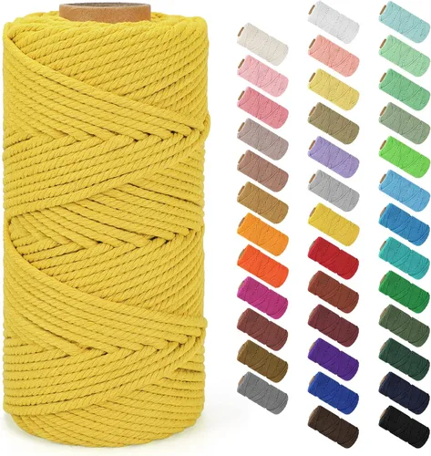 Miniatura 112 de Cordón de macramé de 0.079 in x 380 yardas (1140 pies), cuerda de algodón natural para colgar en la pared, ganchos de plantas, manualidades, Beige