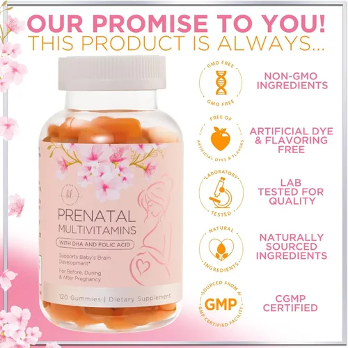 Miniatura 4 de Vitaminas prenatales para mujeres – Multivitamínico completo para el embarazo – Ácido fólico, Omega 3 DHA, colina, vitamina D – Apoyo esencial