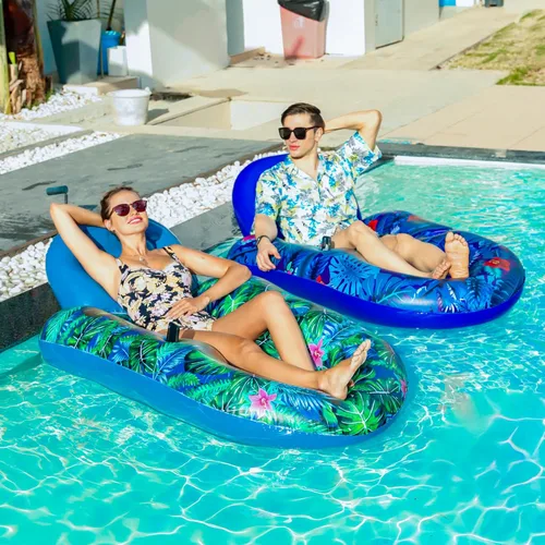 Miniatura 3 de FindUWill Sillas flotantes de piscina para adultos, paquete de 2 sillas flotantes grandes de 65 x 42 pulgadas, tumbona inflable para piscina