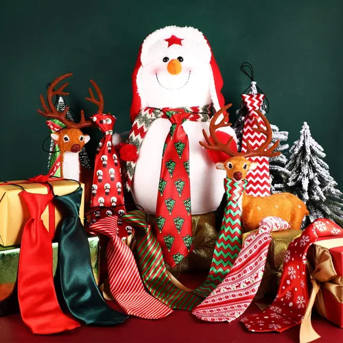 Miniatura 6 de Syhood 12 lazos grandes de Navidad para perros, corbatas grandes de Navidad para mascotas, árbol de Navidad, muñeco de nieve, copo de nieve