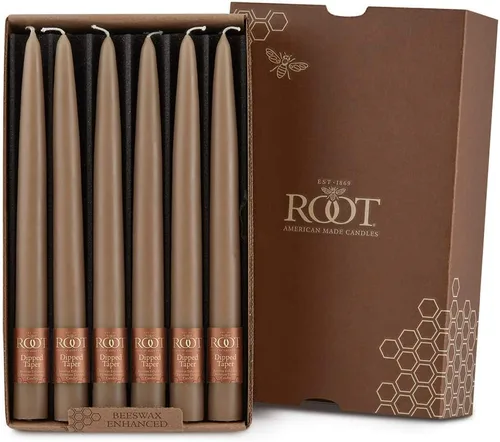 Miniatura 17 de Root Candles Juego de 12 velas cónicas sin aroma, lisas sumergidas a mano, sin goteo, cera de abeja mejorada, en caja, 9 pulgadas, verde salvia