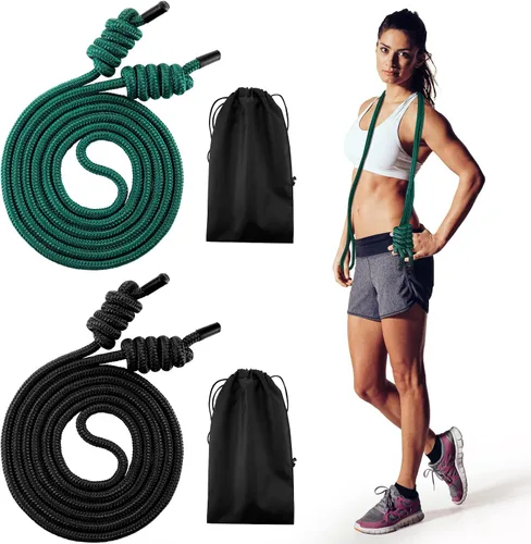 Miniatura 10 de Lewtemi 2 Pcs Flow Rope for Fitness Double Woven Workout Rope Adjustable Length Flow Jump for Working out Men Women Training Exercise Gym Indoor