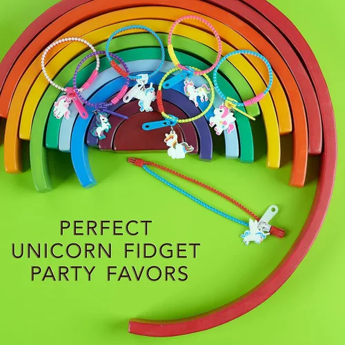 Miniatura 6 de UpBrands Juego de pulseras con cremallera de unicornio a granel, kit para fiesta de cumpleaños de unicornio, bolsas de golosinas y rellenos