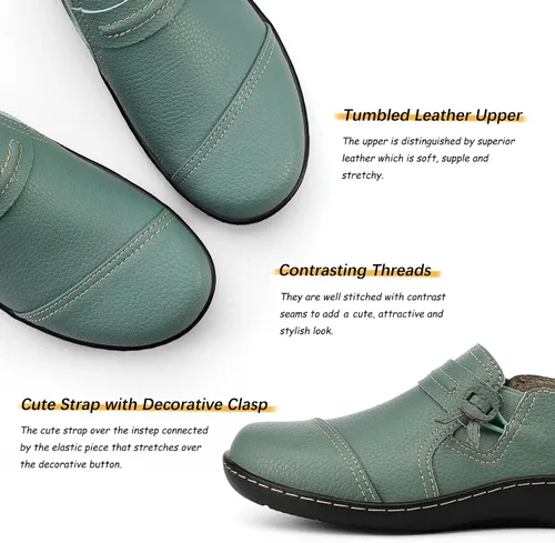 Miniatura 3 de LAZYPOP Mocasines de cuero clásicos y cómodos para mujer, bonitos zapatos de vestir informales, ligeros, para caminar, zapatos planos