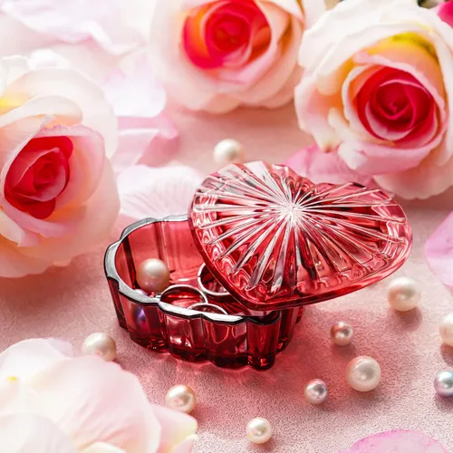 Miniatura 2 de kanpura Joyero de cristal en forma de corazón, caja de dulces con tapa, caja de almacenamiento para aretes, collar, pecho, caja de almacenamiento