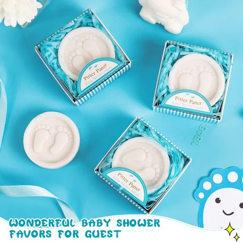 Miniatura 3 de AIXIANG Jabones para baby shower, hechos a mano, color azul, regalo para pies de bebé, para revelación de género, regalos y decoraciones de baby