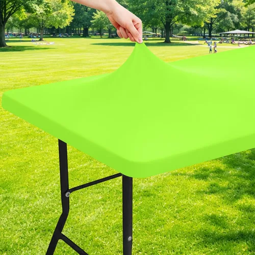 Miniatura 47 de Moosfor Mantel rectangular de elastano de 4 pies, manteles elásticos ajustables para pícnic, funda elástica y lavable para mesa de patio para Azul