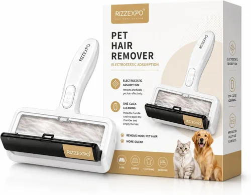 Miniatura 8 de Removedor de pelo de mascotas, rodillo de pelusa reutilizable para pelo de gato y perro, rastrillo de alfombra para depilación de mascotas, muebles