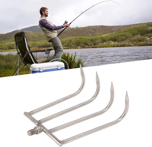 Miniatura 8 de VBestLife Recuperador de poste telescópico, rastrillo acuático de 4 dientes de acero inoxidable para pesca