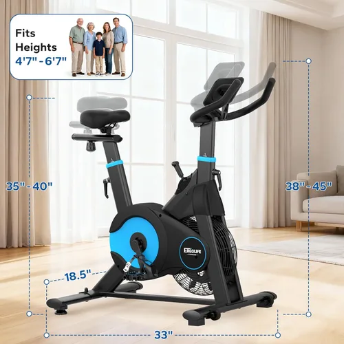 Miniatura 9 de ERGOLIFE Air - Bicicleta estática de resistencia magnética con ventilador exclusivo, aplicación App, 8 resistencias para ciclismo en interiores