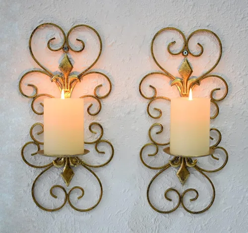 Miniatura 3 de Juego de 2 candelabros de pared de metal para colgar en la pared, candelabros para colgar en la pared, para decoración del hogar, dormitorio