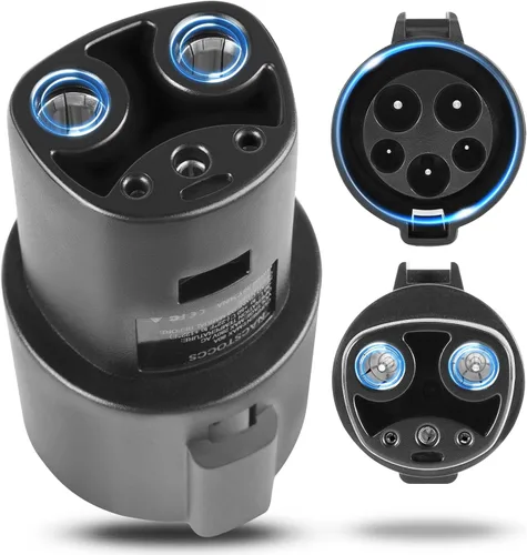 Adaptador de Cargador J1772 a Tesla, Hasta 80A 280V - Adaptador J1772 a NACS para Tesla Model 3/Y/X/S con Cargador Plateado Certificado de Seguridad