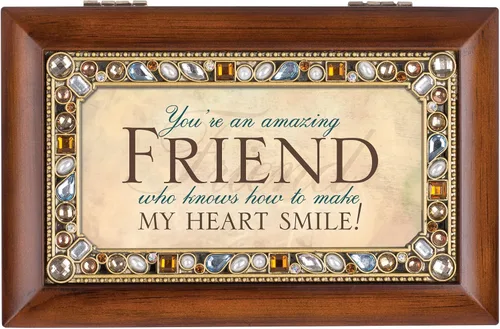 Miniatura 2 de Cottage Garden Amazing Friend Woodgrain Jewelry - Caja de música con texto en inglés "Play What Friends are for