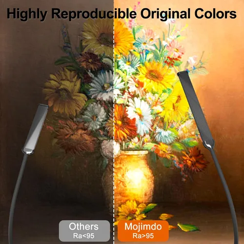 Miniatura 8 de Mojimdo Lámpara de escritorio con control remoto, 3 colores, 5 brillos y 77 LED regulables, lámpara de lectura flexible de cuello de cisne de 27.6