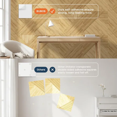 Miniatura 8 de BUBOS Paneles Acústicos Grandes, Paquete de 6 Paneles de Pared Insonorizados con Estampado de Patrón de Madera, Tamaño Total 70.8 x 47.2 Pulgadas