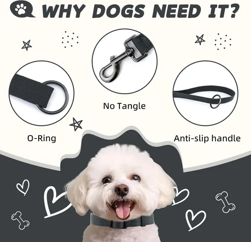 Miniatura 2 de Correa de perro beige para perros pequeños, 4 pies, 90% rayón derivado de bambú, correa de perro 10% poliéster, resistente y duradera, mango con una