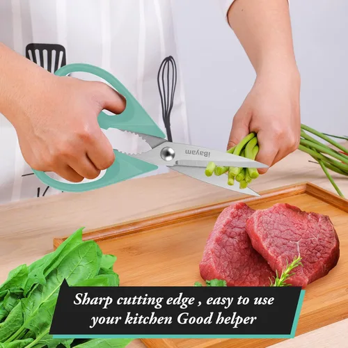 Miniatura 6 de Tijeras de Cocina, iBayam Tijeras de Cocina Resistentes para Carne Tijeras para Aves de Corral, Aptas para Lavavajillas Tijeras de Cocina para Sky