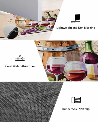 Miniatura 3 de Tapete de baño retro de barril de vino para bañera, antideslizante, de secado rápido y absorbente, tierra de diatomeas, fregadero de cocina, tapete